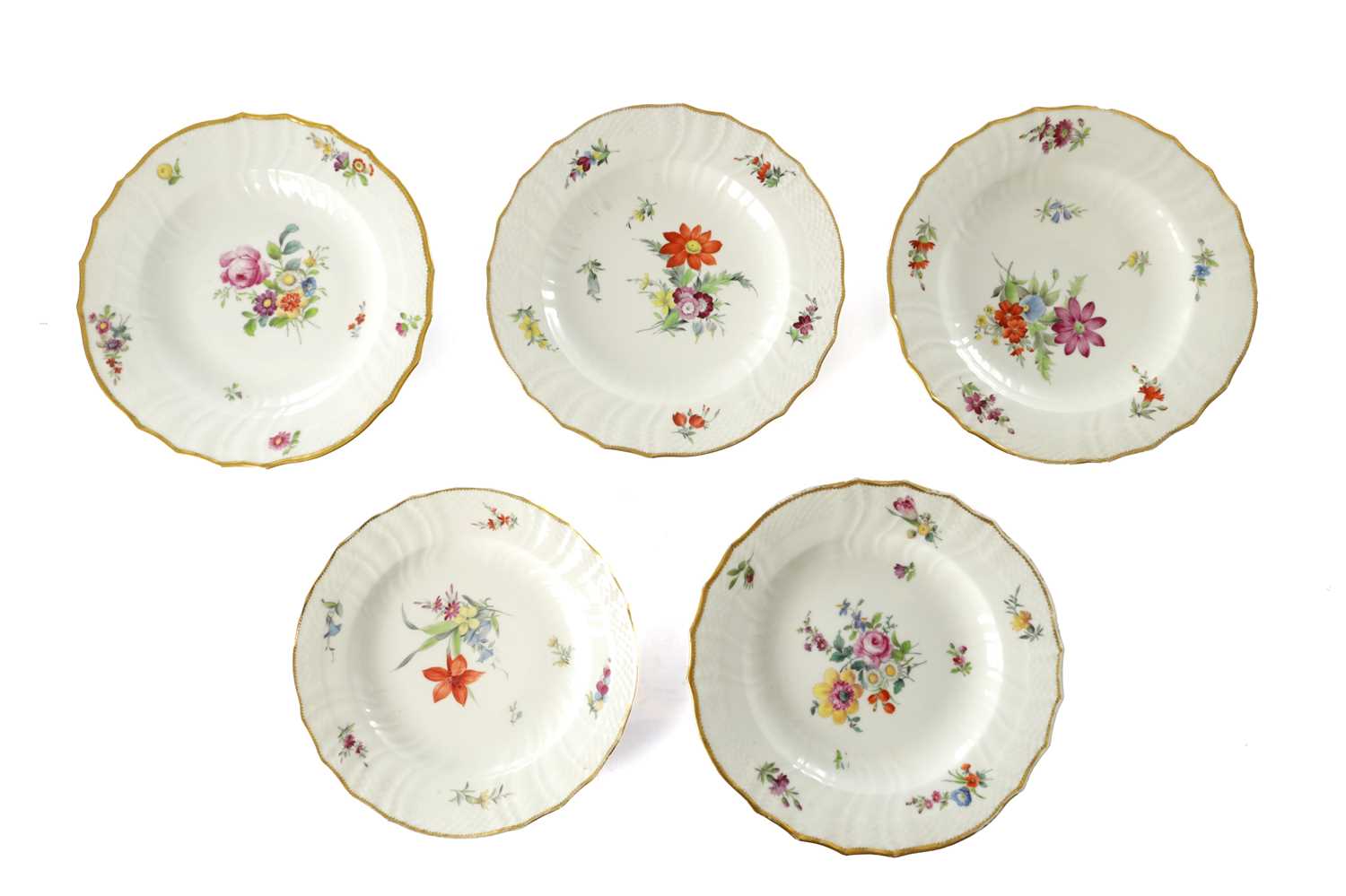 Lot 62 - FIVE 19TH CENTURY PORCELAIN COPENHAGEN CABINET PLATES