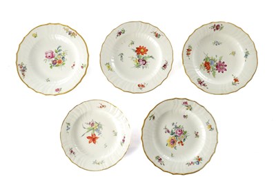 Lot 62 - FIVE 19TH CENTURY PORCELAIN COPENHAGEN CABINET PLATES