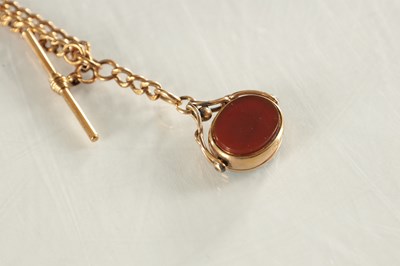 Lot 122 - A 9CT ROSE GOLD DOUBLE ALBERT WATCH CHAIN AND FOB