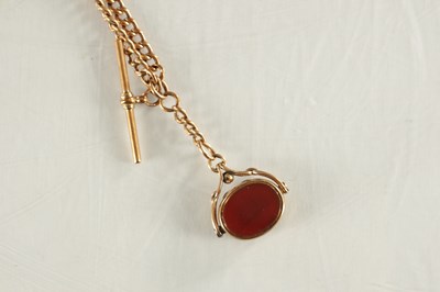 Lot 122 - A 9CT ROSE GOLD DOUBLE ALBERT WATCH CHAIN AND FOB