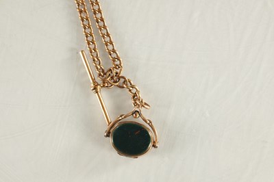 Lot 122 - A 9CT ROSE GOLD DOUBLE ALBERT WATCH CHAIN AND FOB