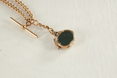 Lot 122 - A 9CT ROSE GOLD DOUBLE ALBERT WATCH CHAIN AND FOB