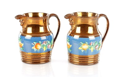 Lot 87 - A PAIR OF 19TH CENTURY COPPER LUSTRE WARE MUGS