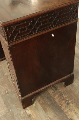 Lot 1627 - A GEORGE III MAHOGANY CHIPPENDALE STYLE KNEEHOLE DESK