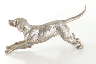 Lot 219 - A LARGE EARLY 20TH CENTURY GERMAN SILVER MODEL OF A DOG