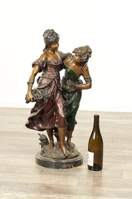 Lot 905 - AUGUSTE MOREAU (1834 - 1917). A LATE 19TH CENTURY COLD PAINTED BRONZE FIGURAL STATUE
