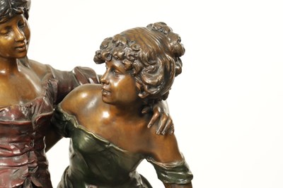 Lot 905 - AUGUSTE MOREAU (1834 - 1917). A LATE 19TH CENTURY COLD PAINTED BRONZE FIGURAL STATUE