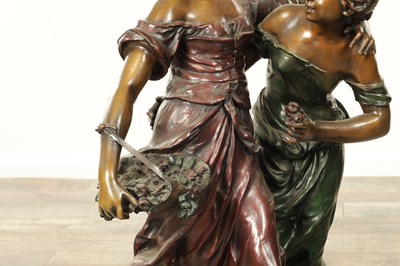 Lot 905 - AUGUSTE MOREAU (1834 - 1917). A LATE 19TH CENTURY COLD PAINTED BRONZE FIGURAL STATUE