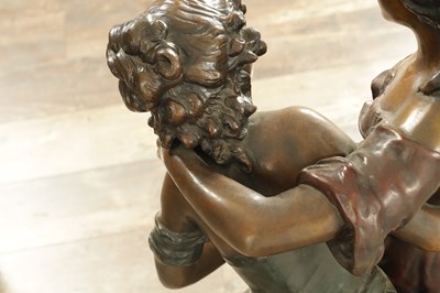 Lot 905 - AUGUSTE MOREAU (1834 - 1917). A LATE 19TH CENTURY COLD PAINTED BRONZE FIGURAL STATUE