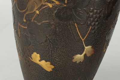 Lot 563 - A PAIR OF JAPANESE MEIJI PERIOD BRONZE AND MIXED METAL VASES