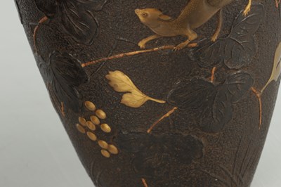 Lot 563 - A PAIR OF JAPANESE MEIJI PERIOD BRONZE AND MIXED METAL VASES