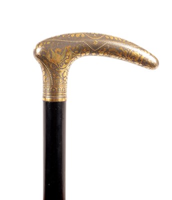 Lot 1075 - AN EARLY 20TH CENTURY TOLEDO INLAID STEEL WALKING STICK