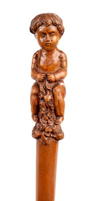 Lot 1078 - A LATE 19TH CENTURY ENGLISH CARVED WALKING CANE