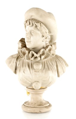 Lot 773 - A 19TH CENTURY CARVED ALABASTER BUST OF A CIRCUS CLOWN