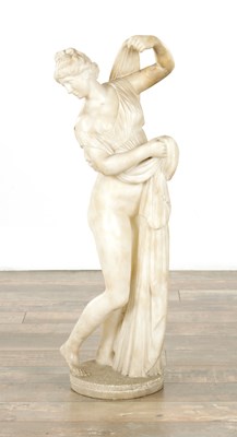 Lot 913 - P BARRANTI, FLORENCE. A LATE 19TH CENTURY CARVED WHITE ALABASTER FIGURAL SCULPTURE