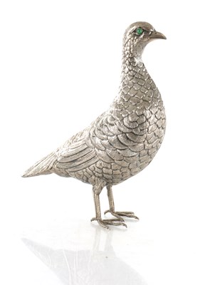 Lot 234 - A LARGE EARLY 20TH CENTURY CONTINENTAL SILVER SCULPTURE OF A PHEASANT