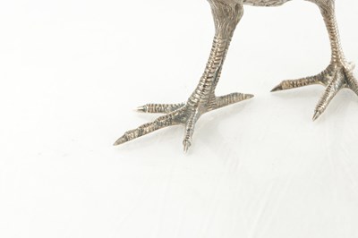 Lot 232 - AN EARLY 20TH CENTURY CAST SILVER SCULPTURE OF A PHEASANT
