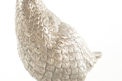 Lot 232 - AN EARLY 20TH CENTURY CAST SILVER SCULPTURE OF A PHEASANT