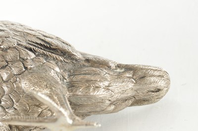 Lot 232 - AN EARLY 20TH CENTURY CAST SILVER SCULPTURE OF A PHEASANT