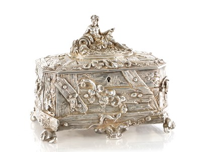 Lot 208 - A HEAVY 19TH CENTURY FRENCH CAST SILVER CASKET