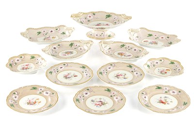 Lot 39 - A 19TH CENTURY SPODE FELSPAR PORCELAIN TWELVE PEICE DESERT SERVICE