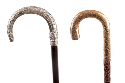 Lot 1086 - TWO 19TH CENTURY CROOK HANDLED WALKING STICKS