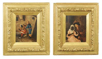 Lot 1239 - A PAIR OF 19TH CENTURY OILS ON WOODEN PANELS
