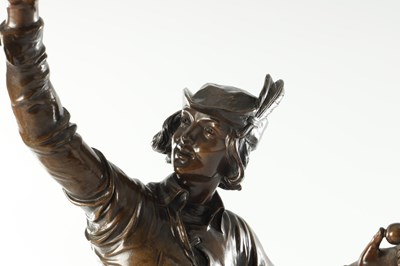Lot 853 - EUGENE MARIOTON (FRENCH 1884-1933) A LATE 19TH CENTURY PATINATED BRONZE FIGURAL SCULPTURE