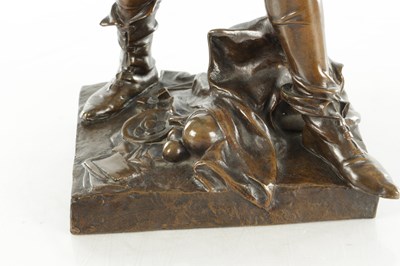 Lot 853 - EUGENE MARIOTON (FRENCH 1884-1933) A LATE 19TH CENTURY PATINATED BRONZE FIGURAL SCULPTURE