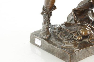 Lot 853 - EUGENE MARIOTON (FRENCH 1884-1933) A LATE 19TH CENTURY PATINATED BRONZE FIGURAL SCULPTURE