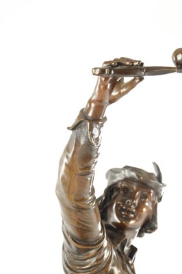 Lot 853 - EUGENE MARIOTON (FRENCH 1884-1933) A LATE 19TH CENTURY PATINATED BRONZE FIGURAL SCULPTURE