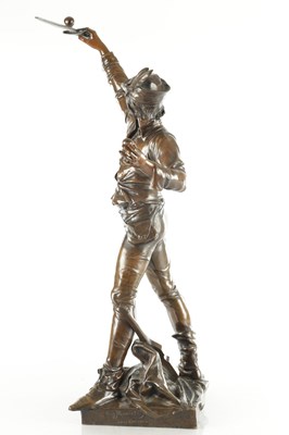 Lot 853 - EUGENE MARIOTON (FRENCH 1884-1933) A LATE 19TH CENTURY PATINATED BRONZE FIGURAL SCULPTURE