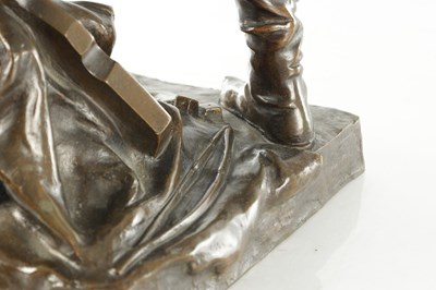 Lot 853 - EUGENE MARIOTON (FRENCH 1884-1933) A LATE 19TH CENTURY PATINATED BRONZE FIGURAL SCULPTURE