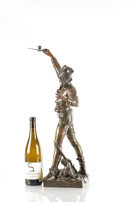 Lot 853 - EUGENE MARIOTON (FRENCH 1884-1933) A LATE 19TH CENTURY PATINATED BRONZE FIGURAL SCULPTURE