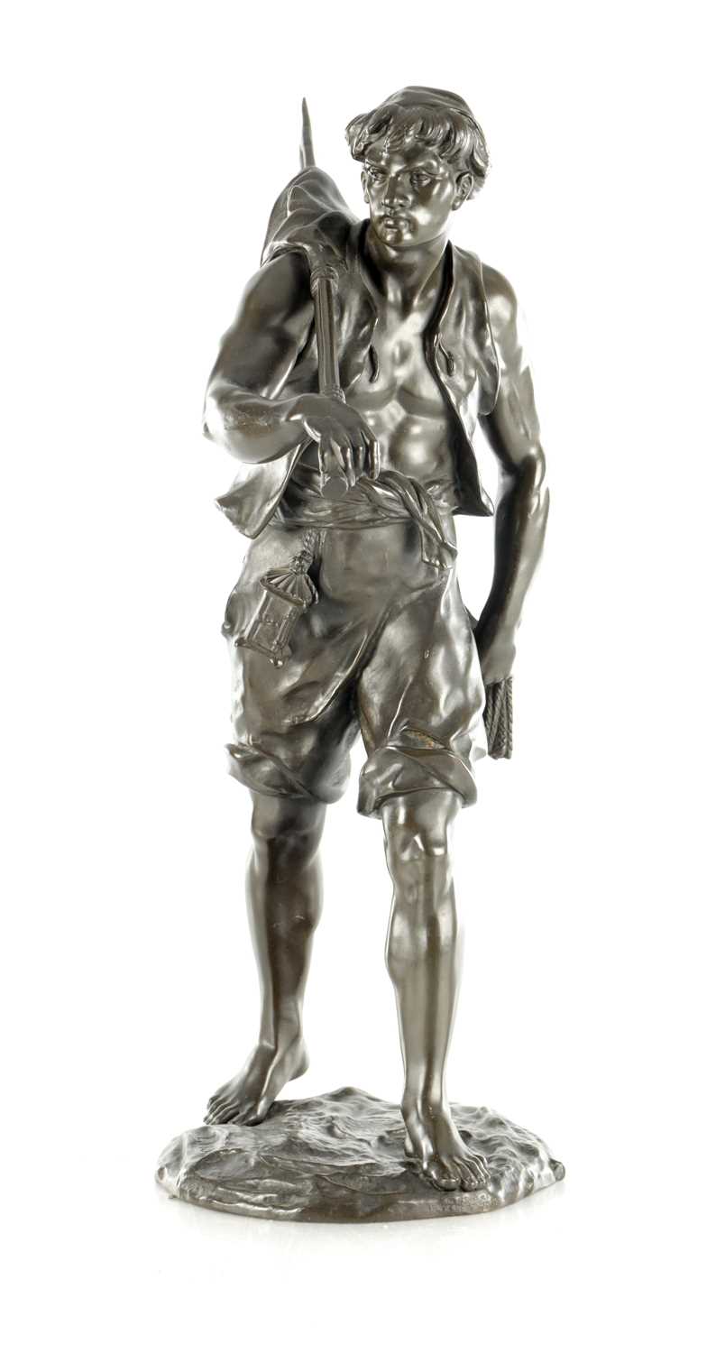Lot 822 - EMILE LOUIS PICAULT (FRENCH, 1833-1915). A LATE 19TH CENTURY PATINATED FIGURAL BRONZE