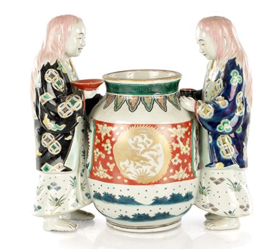 Lot 653 - A JAPANESE MEIJI PERIOD KUTANI WARE TEA PARTY VASE