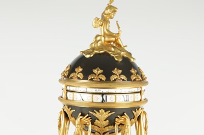 Lot 1533 - A GOOD 19TH CENTURY FRENCH GILT BRONZE AND WHITE MARBLE ‘CERCLES TOURNANTS’ FIGURAL MANTEL CLOCK