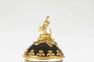 Lot 1533 - A GOOD 19TH CENTURY FRENCH GILT BRONZE AND WHITE MARBLE ‘CERCLES TOURNANTS’ FIGURAL MANTEL CLOCK