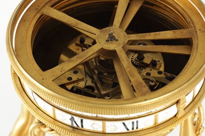 Lot 1533 - A GOOD 19TH CENTURY FRENCH GILT BRONZE AND WHITE MARBLE ‘CERCLES TOURNANTS’ FIGURAL MANTEL CLOCK