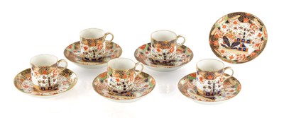 Lot 77 - A SET OF FIVE 19TH CENTURY ENGLISH COPELAND PORCELAIN COFFEE CUPS AND SAUCERS