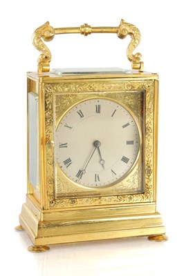Lot 1523 - A MID 19TH CENTURY ENGLISH FUSEE CARRIAGE CLOCK SIGNED DENT, LONDON