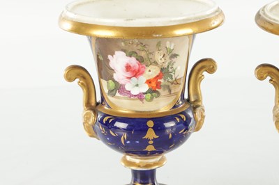 Lot 160 - A PAIR OF 19TH CENTURY DERBY URN SHAPED VASES