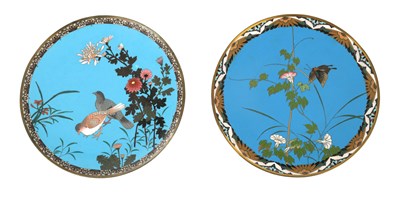 Lot 446 - TWO MEIJI PERIOD JAPANESE CLOISONNE CHARGERS