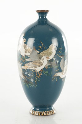 Lot 451 - A SMALL MEIJI PERIOD JAPANESE CLOISONNE VASE