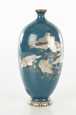 Lot 451 - A SMALL MEIJI PERIOD JAPANESE CLOISONNE VASE