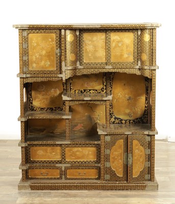 Lot 499 - A JAPANESE MEIJI PERIOD LACQUER WORK DISPLAY CABINET