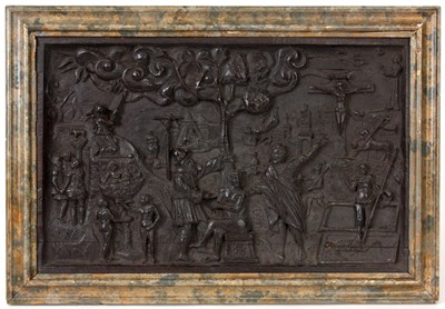 Lot 352 - A RARE LATE 16TH CENTURY DATED CARVED PANEL...