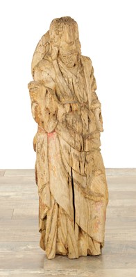 Lot 946 - A 16TH CENTURY CARVED FIGURE OF ST. JOSEPH