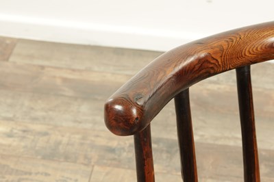 Lot 1660 - AN 18TH CENTURY WELSH PRIMITIVE ASH AND ELM STICK BACK CHAIR