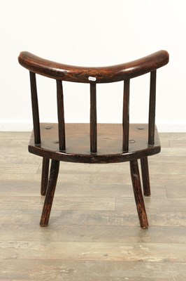 Lot 1660 - AN 18TH CENTURY WELSH PRIMITIVE ASH AND ELM STICK BACK CHAIR